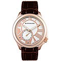 Giordano Men's Rose Goldtone Brown Leather Watch