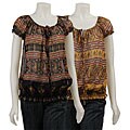 Renee C. Women's Sheer Tie-front Peasant Top