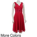 Connected Apparel Women's Chiffon V-neck Dress