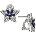 14k Gold 3/8ct TDW Diamond Blue Sapphire Star Earrings (H-I, I1-I2)