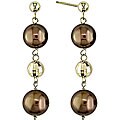 14k Yellow Gold Brown Freshwater Pearl Earrings (9-10 mm)