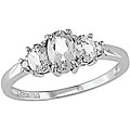 10k Gold White Topaz and Diamond Ring