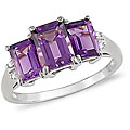 10k Gold Emerald-cut Amethyst and Diamond Ring