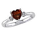 10k White Gold Garnet and Diamond Heart-shaped Ring