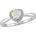 10k Gold Opal and Diamond Heart-shaped Ring