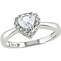 10k White Gold White Topaz and Diamond Heart-shaped Ring