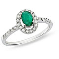 14k White Gold 1/4ct TDW Diamond and Emerald Ring