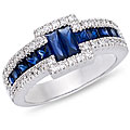 14k White Gold Blue Sapphire and 1/4ct TDW Diamond Ring (G-H, I1)