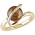 14k Yellow Gold Brown Freshwater Pearl Ring (8 mm)