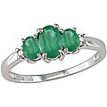10k White Gold Created Emerald and Diamond Ring