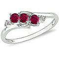 10k Gold Created Ruby and Diamond Ring