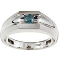 14k White Gold Men's 1/4ct TDW Blue Diamond Ring (Size 10)