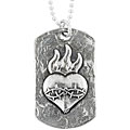Charming Life Sterling Silver Flaming Heart Charm Dog Tag Necklace