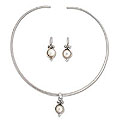 Silver Pearl 'Honesty' Choker/ Earring Set (India)