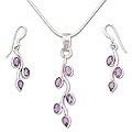 Silver Amethyst 'Purple Rose' Necklace/ Earring Set (India)