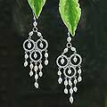 Silver Pearl 'Cloud Cascade' Chandelier Earrings (Indonesia)