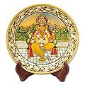 Marble 'Ganesha in Yellow' Decorative Plate (India)