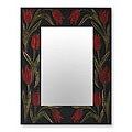 Leather-framed 'Red Tulips' Mirror (Peru)