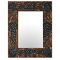 Leather 'Midnight Vineyard' Mirror (Peru)