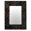 Leather 'Green Orchids' Mirror (Peru)