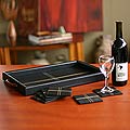 Leather and Cedar 'Black Tie' Tray and Coaster Set (Peru)