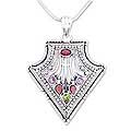 Sterling Silver Garnet/ Peridot/ Amethyst 'Cupid' Necklace (India)