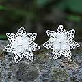Sterling Silver 'Filigree Lotus' Earrings (Indonesia)