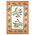 Peruvian Brown Wool 'Tulips' Rug (4' x 6')