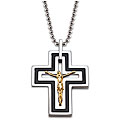 14k Gold and Stainless Steel 20-inch Crucifix Necklace