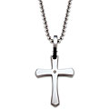 14k Gold Stainless Steel Diamond Cross Necklace