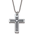 Stainless Steel Black Greek Key Design Cross Necklace