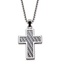 Stainless Steel Grey Carbon Fiber Cross Necklace