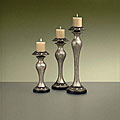 Olde Silver Finish Candlesticks (Set of 3)