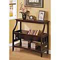 Three-shelf Walnut Brown Solid Wood Bookshelf