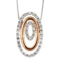 14k Two-tone Gold 1/3ct TDW Diamond Oval Necklace (G, I2)