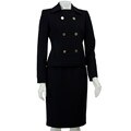 Calvin Klein Women's Navy Double-breasted Skirt Suit