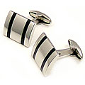 Black Enamel Inlayed Stainless Steel Cuff Links