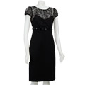 Calvin Klein Sheer Top Belted Crepe Dress