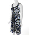 Sangria Shirred Waist Printed Sleeveless Dress