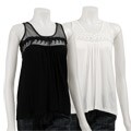Rain Women's Lace Neckline with Solid Body Top