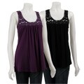 Rain Women's Crocheted Neckline Sleeveless Top
