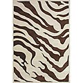 Handmade Wool Zebra Print Brown Rug (8'6 x 11'6)