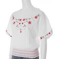 Cute Options Junior's Floral Embroidery Smocked Band Blouse