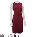 Calvin Klein Women's Sleeveless Belted Ponte Dress