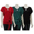Kische Women's Belted Flutter-sleeve Top