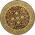 Hand-tufted Brown and Teal Rug (3'6 Round)