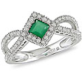 14k Gold Emerald and 1/4ct TDW Diamond Ring
