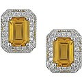 14k Gold Citrine and 1/5ct TDW Diamond Earrings
