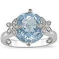 14k Gold Sky Blue Topaz Diamond Ring