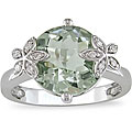 14k Gold Green Amethyst Diamond Ring